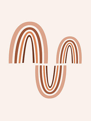 Mixed Media - Mid Century Modern Art - Minimal Geometric Abstract 05 - Parabolic Arches - Brown - Scandinavian by Studio Grafiikka