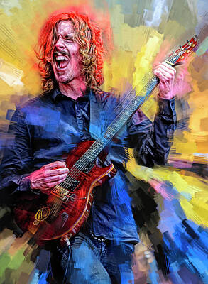 Musician Mixed Media Rights Managed Images - Mikael Akerfeldt Opeth Royalty-Free Image by Mal Bray