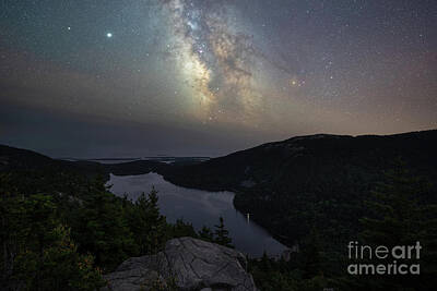 Frog Photography - Milky Way Galaxy Over Jordan Pond from North Bubble  by Michael Ver Sprill