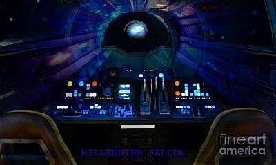 Science Fiction Mixed Media - Millennium falcon cockpit view by David Lee Thompson