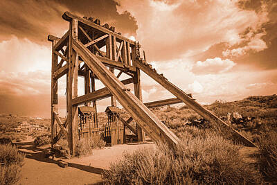 Travel Luggage - Mine Headworks Sepia by Ron Long Ltd Photography