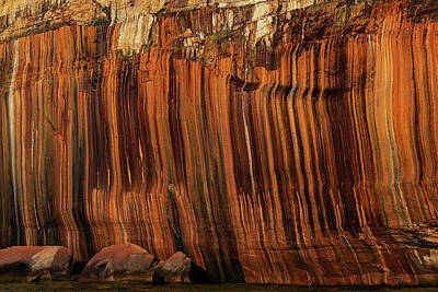 Abstract Landscape Photos - Mineral Stained Cliff Pictured Rocks by Dean Pennala