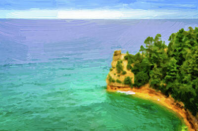 Landmarks Digital Art - Miners Castle at Pictured Rocks by Alexey Stiop