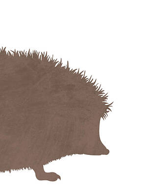 Animals Mixed Media - Minimal Hedgehog Silhouette - Scandinavian Nursery Decor - Animal Friends - For Kids Room - Brown by Studio Grafiikka