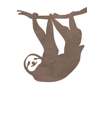 Animals Mixed Media - Minimal Sloth Silhouette - Scandinavian Nursery Decor - Animal Friends - For Kids Room - Brown by Studio Grafiikka