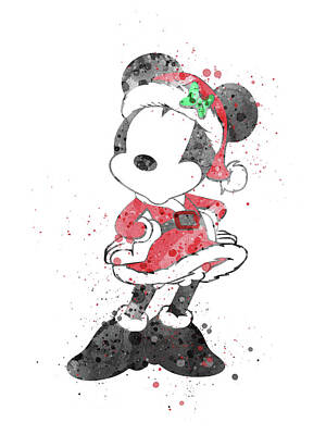 Mans Best Friend Rights Managed Images - Minnie Mouse at Christmas watercolor Royalty-Free Image by Mihaela Pater
