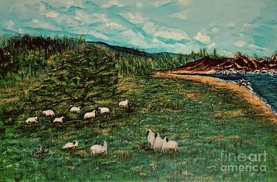 Jazz Painting Royalty Free Images - Mission Ranch Sheep Sheltered Royalty-Free Image by Michael Silbaugh