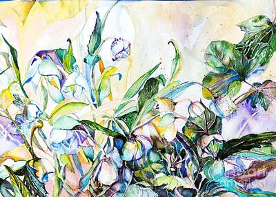 Lilies Paintings - Mist Upon the Lilies by Mindy Newman