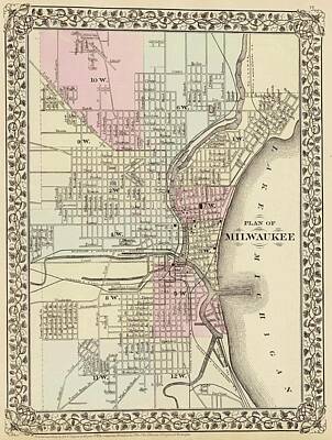 Mans Best Friend Rights Managed Images - Mitchells 1880 City Map of Milwaukee Royalty-Free Image by Timeless Images Archive