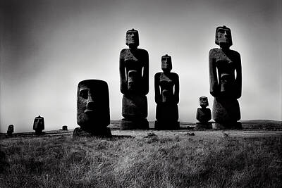 Southwestern Style Rights Managed Images - Moai  Businessmen  with  moai  head  in  suit  with  briefcas  by Asar Studios Royalty-Free Image by Celestial Images