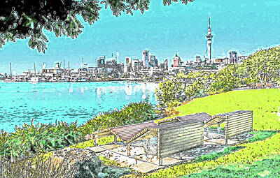 Science Collection - Modern Abstract painting of Auckland, New Zealand 2 by Celestial Images