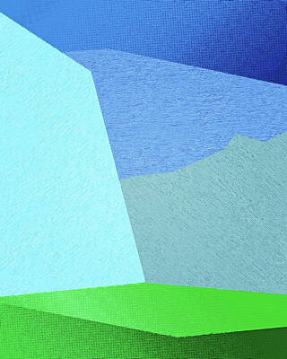 Landscapes Mixed Media - Modern Landscape Blue And Green by Dan Sproul