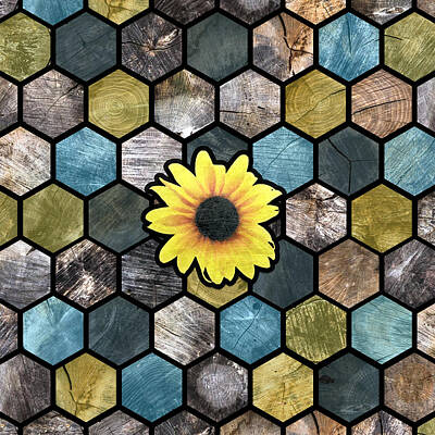 Sunflowers Digital Art - Modern Sunflower Farmhouse Pattern by Jared Davies