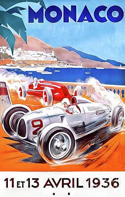 Romantic French Magazine Covers - Monaco 1936 Grand Prix by M G Whittingham