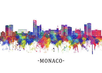 Abstract Skyline Mixed Media - Monaco France Skyline by NextWay Art