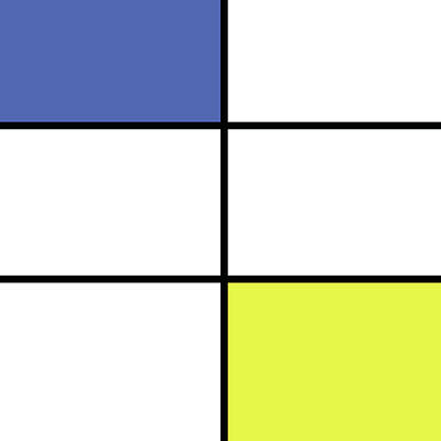 Negative Space - Mondrian Pattern 7 - Minimal Colorful Geometric Pattern - Blue, Yellow by Studio Grafiikka