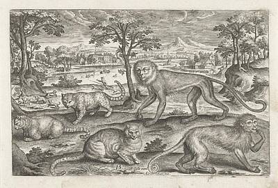 Patriotic Signs - Monkeys and cats, Adriaen Collaert, by Artistic Rifki