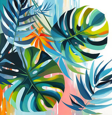 Abstract Rights Managed Images - Monstera Tropical Abstract III Royalty-Free Image by Express Yourself Studios LLC