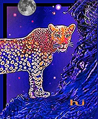 Abstract Mixed Media - Moon Leopard by Hartmut Jager