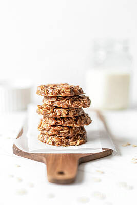 War Nursing Posters - Morning Breakfast Energy Biscuit Cookies With Oats and Peanut Butter, Food Photography by Radu Bercan