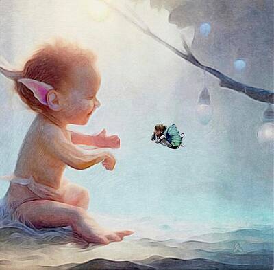 Ethereal - Morning Mist Goblin and Dew Drop Fairy  by Amanda Poe