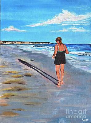 Recently Sold - Beach Paintings - Morning Walk by Susan Cliett