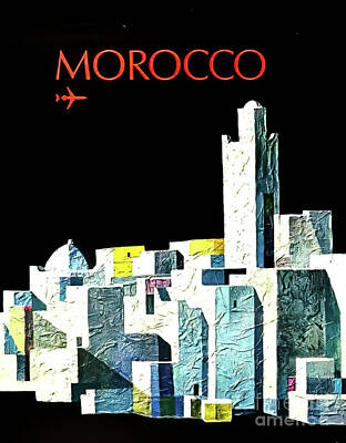 Skylines Drawings - Morocco Travel Poster 1976 by M G Whittingham