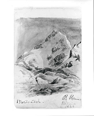 Physics And Chemistry - Morteratsch Piz Bernina Pontresina from Switzerland 1869 Sketchbook John Singer Sargent American Flo by Artistic Rifki
