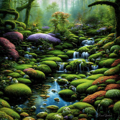 Fantasy Royalty-Free and Rights-Managed Images - Moss and water fantasy by Carol Lowbeer