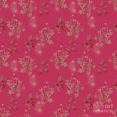 Royalty-Free and Rights-Managed Images - Moss Rose Botanical Seamless Pattern in Viva Magenta n.1390 by Holy Rock Design