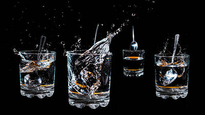 Vintage Tees - Motion Freeze in 4 glasses by Mike Walker