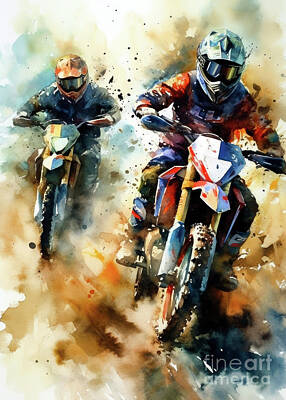 Sports Mixed Media - Motorcross sport #motor by Justyna Jaszke JBJart