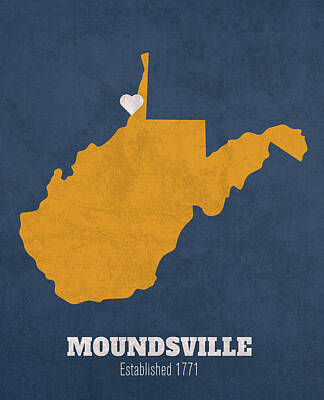 Legendary And Mythic Creatures Rights Managed Images - Moundsville West Virginia City Map Founded 1771 University of West Virginia Color Palette Royalty-Free Image by Design Turnpike