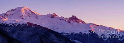 Royalty-Free and Rights-Managed Images - Mount Baker Sunset Glow Panorama by Mike Reid