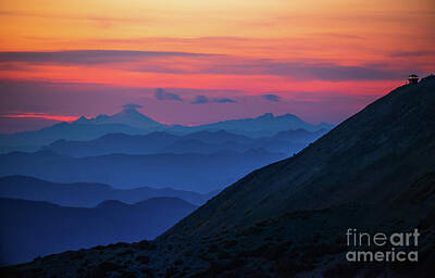 Tea Time - Mount Rainier Photography Fremont Lookout Sunset Layers by Mike Reid