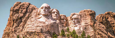 Politicians Photos - Mount Rushmore Of The Black Hills Panorama - South Dakota by Gregory Ballos