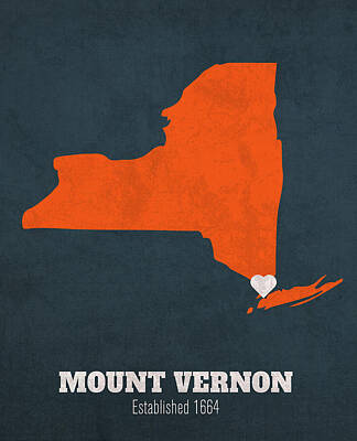 Cities Mixed Media Royalty Free Images - Mount Vernon New York City Map Founded 1664 Syracuse University Color Palette Royalty-Free Image by Design Turnpike