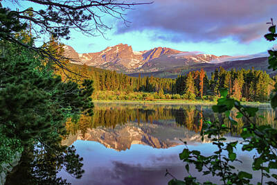 Mountain Royalty-Free and Rights-Managed Images - Mountain Peak Splendor Over Sprague Lake - Estes Park Colorado by Gregory Ballos