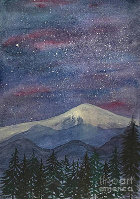 Mountain Mixed Media - Mountains at Night by Lisa Neuman