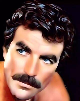 Portraits Royalty-Free and Rights-Managed Images - Mr Tom Selleck Portrait by Scott Wallace Digital Designs