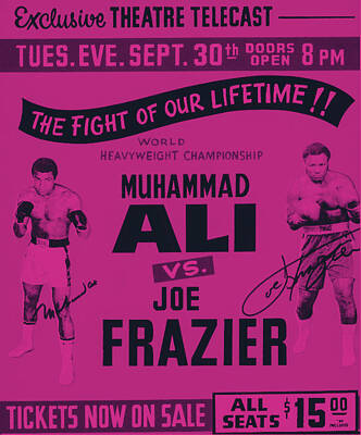 Fight Club Royalty-Free and Rights-Managed Images - MUHAMMAD ALI vs. Joe Frazier Fight Poste by MotionAge Designs