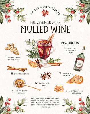 Wine Mixed Media - Mulled Wine Recipe by Colleen Taylor
