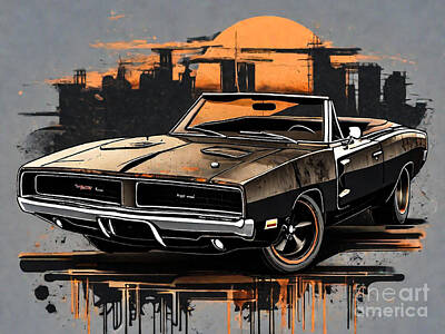 Hearts In Every Form - Muscle car 1969 Dodge Charger R T Hemi Convertible Prototype 8 by Clark Leffler