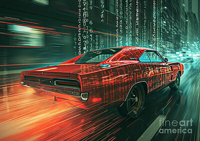 Boho Christmas - Muscle car digital realm Dodge Shelby Charger by Lowell Harann