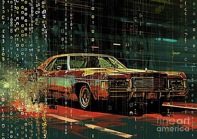 Glass Of Water - Muscle car digital realm Oldsmobile Calais by Lowell Harann