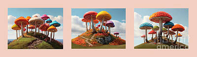 Surrealism Digital Art - Mushroom Wonderland 5 AI by Mike Nellums