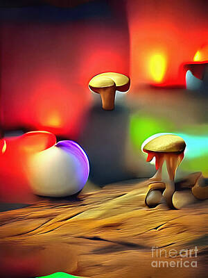 Still Life Rights Managed Images - Mushrooms Royalty-Free Image by Elle Arden Walby