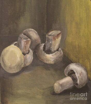 Still Life Paintings - Mushroom Still Life by Dr Debra Stewart