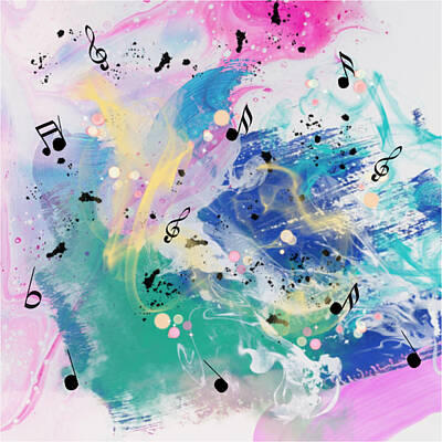 Musicians Mixed Media - Musical Fantasy. Minimal Abstract by Antonia Surich