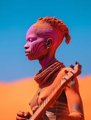 Musicians Royalty Free Images - Musician  from  Himba  Namibia    Surreal  Cinematic    ba  e  c  bec  bfd, by Asar Studios Royalty-Free Image by Romed Roni